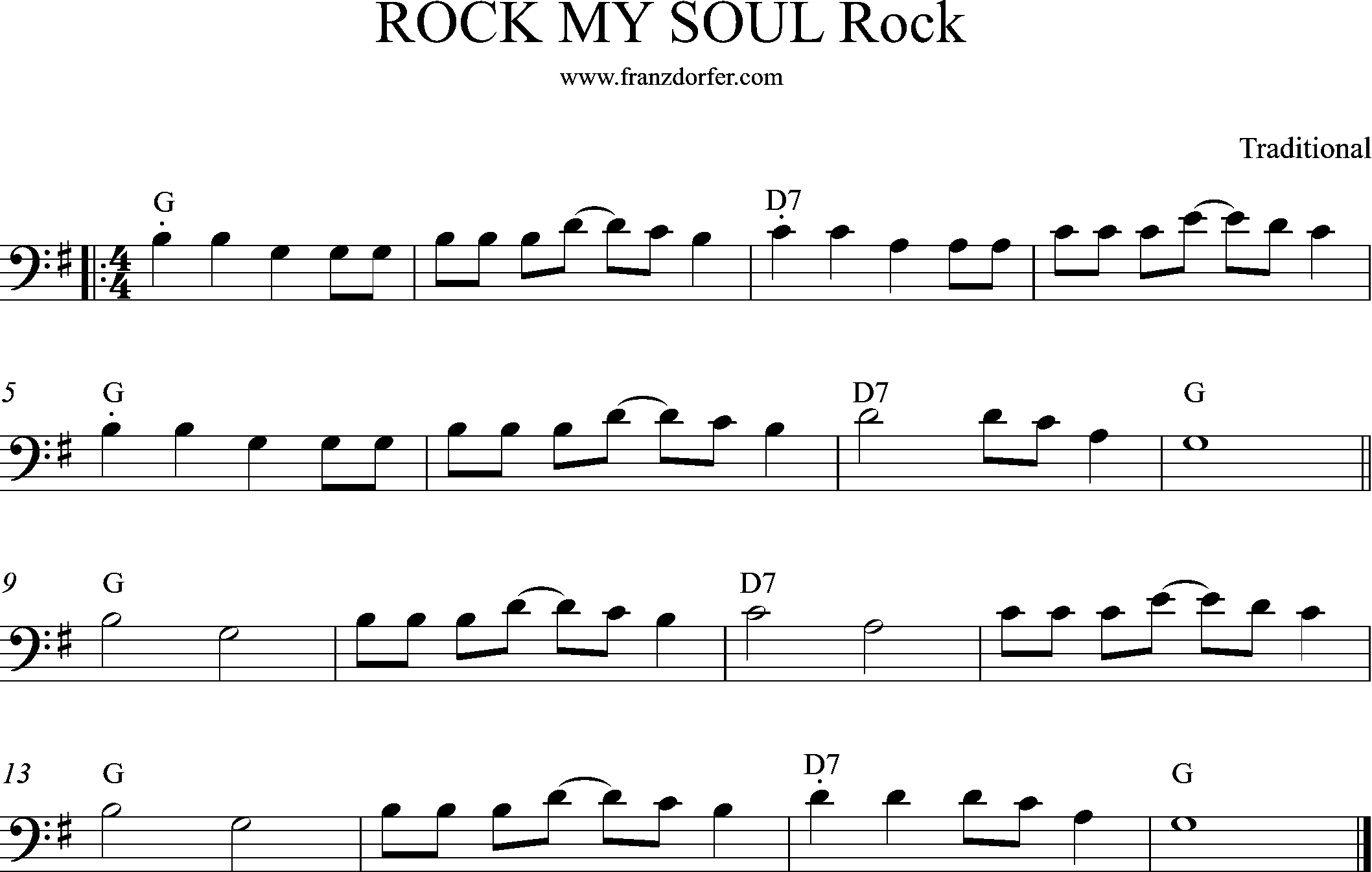 Bassschlüssel, G-Dur, Rocj my Soul